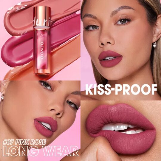 Водостойкая матовая помада O.TWO.O New Trending Lip Gloss Marbling Water Proof Matt Finish Lip Stick SC057 №10 Темно-ягодный